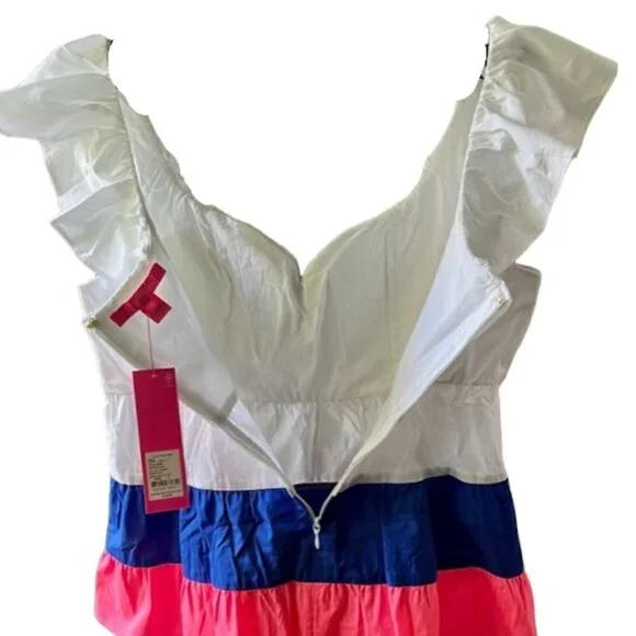 Lilly Pulitzer Emie Fit and Flare Babydoll Top Empire Waist Ruffle Neckline SZ 8 - Picture 7 of 13